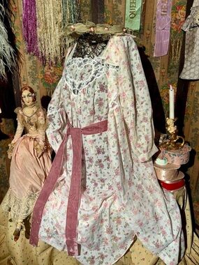 70s Semi-Sheer Floral Barbizon Nightgown & Robe Set, Labeled M, Fits M-L